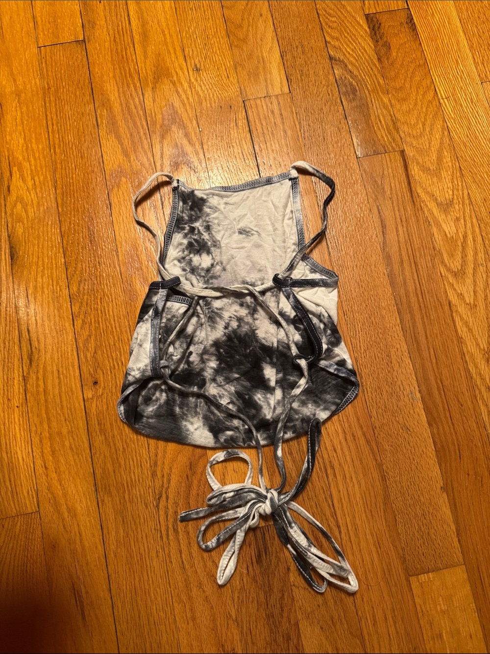 Tie-Back Tie-Dye Women's Tank Top - Black & White